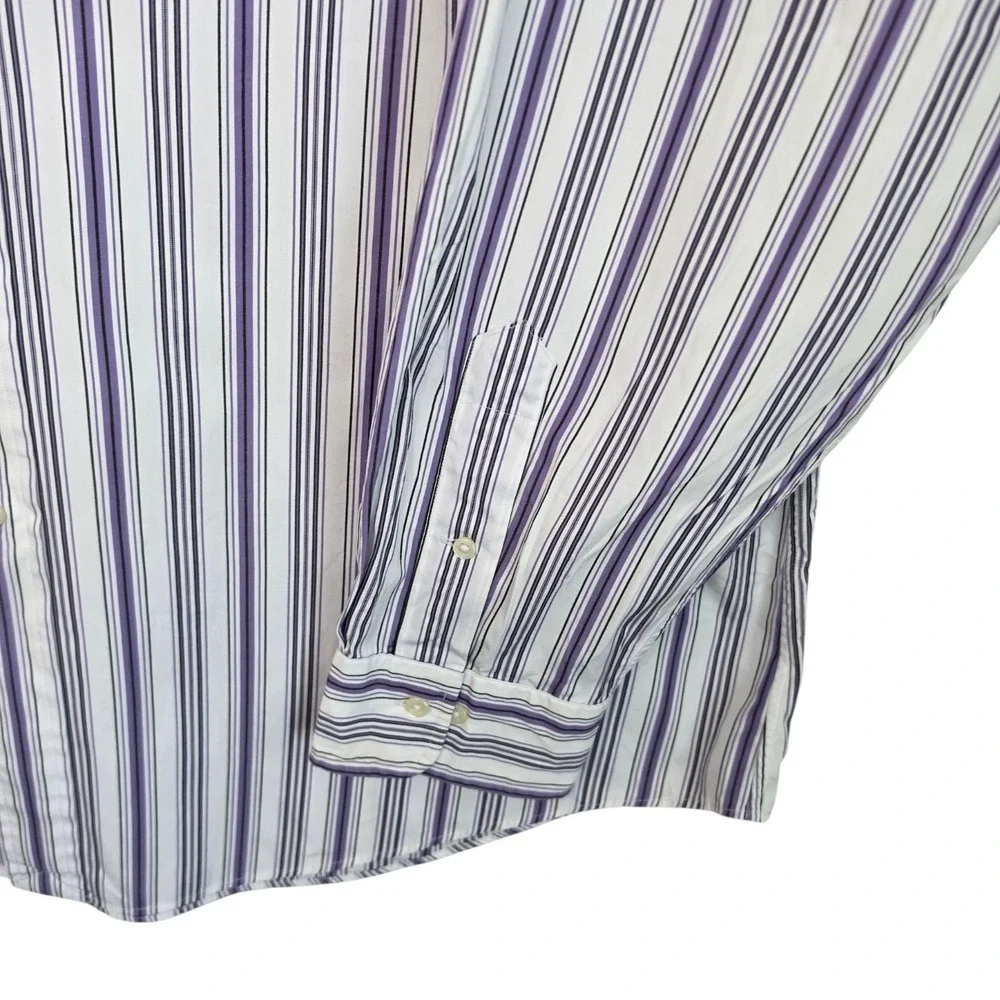 Polo Ralph Lauren Shirt 18 34/35 XL Curham Custom Fit Purple Stripe Button Dress